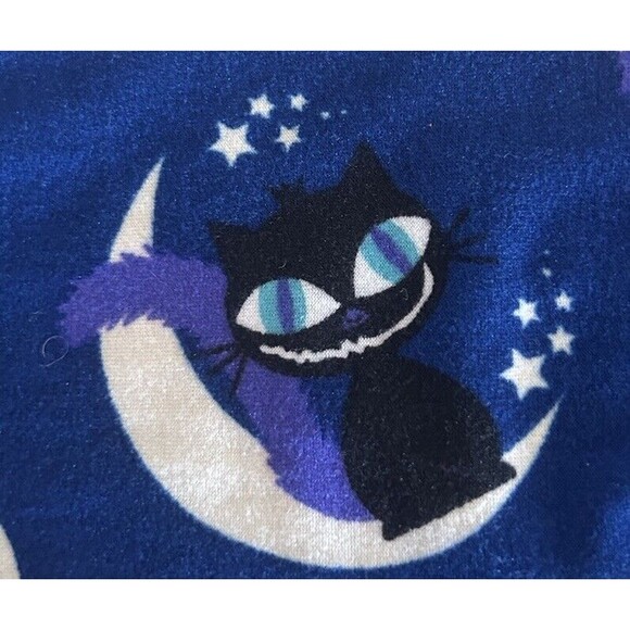 Lula Roe One Size Blue Smiling Cat Sitting On The Moon Leggings Sleepwear - Picture 3 of 10
